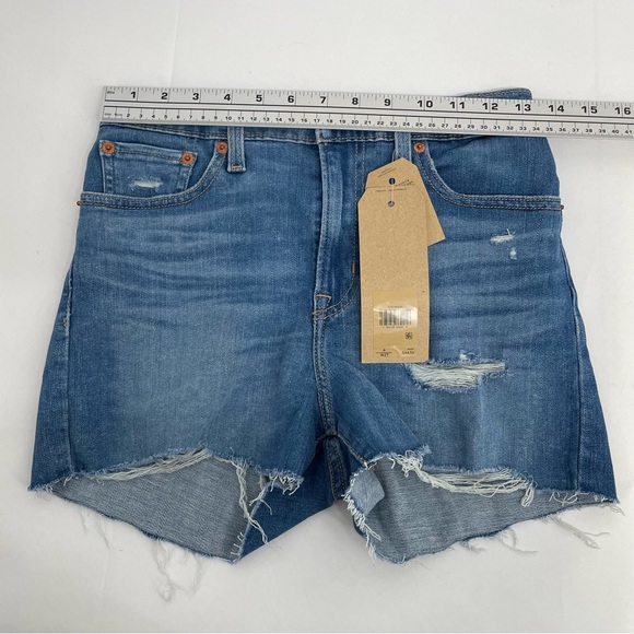 NWT Levis 501 Original High Rise Denim Shorts Women’s 27 Blue Distressed New - Picture 9 of 16